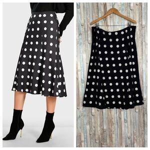 Eshakti 2X 20W Wayward Fancies Polka Dot Crepe Flared Skirt Swing Black White
